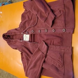 Sonoma button up hoodie, size XL petite, burgundy colored